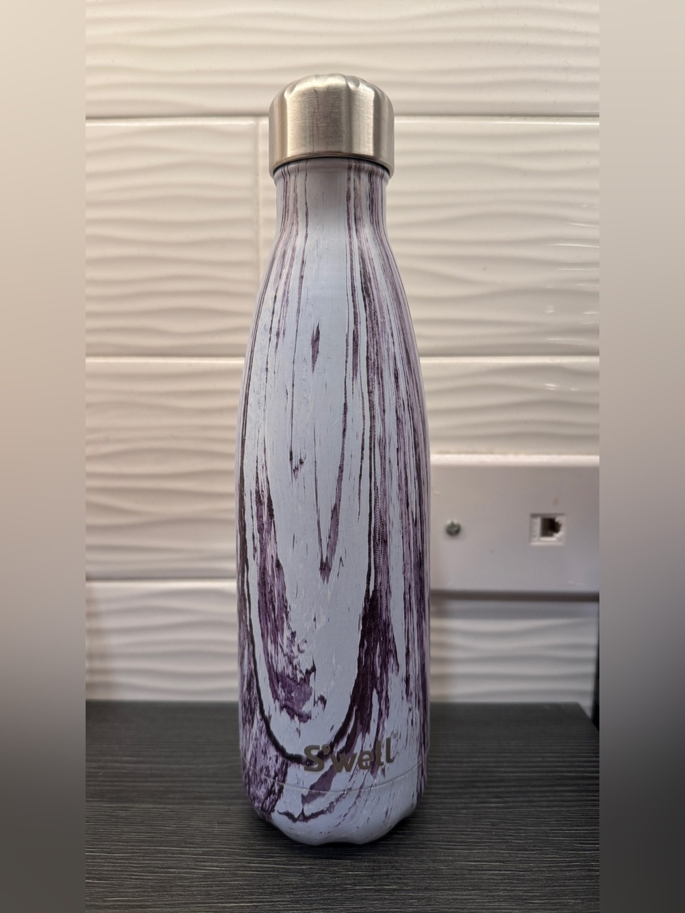 S’well Original Water Bottle Marble Swirl White Purple 17oz Twist Top Lid Cover